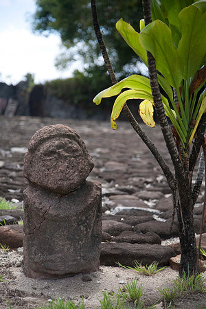 Stone sculpture at marae